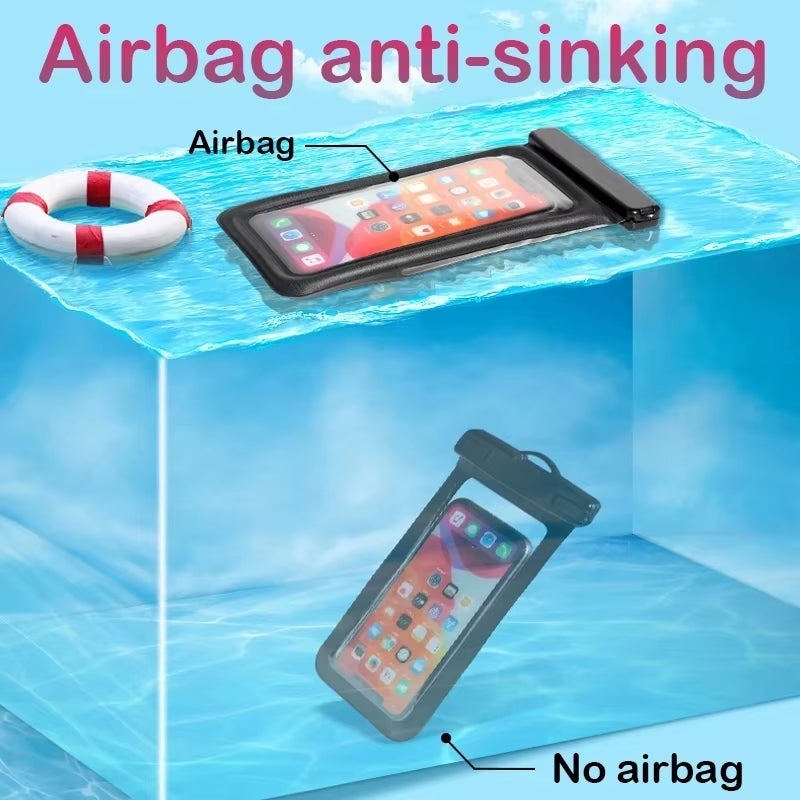 Floating Airbag Waterproof Outdoor Swimming Bag Phone Case for Iphone Samsung Xiaomi Redmi Huawei Phones Bag Protector Cover