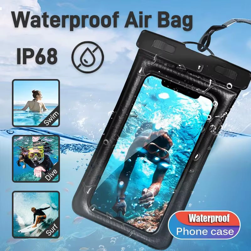 Floating Airbag Waterproof Outdoor Swimming Bag Phone Case for Iphone Samsung Xiaomi Redmi Huawei Phones Bag Protector Cover
