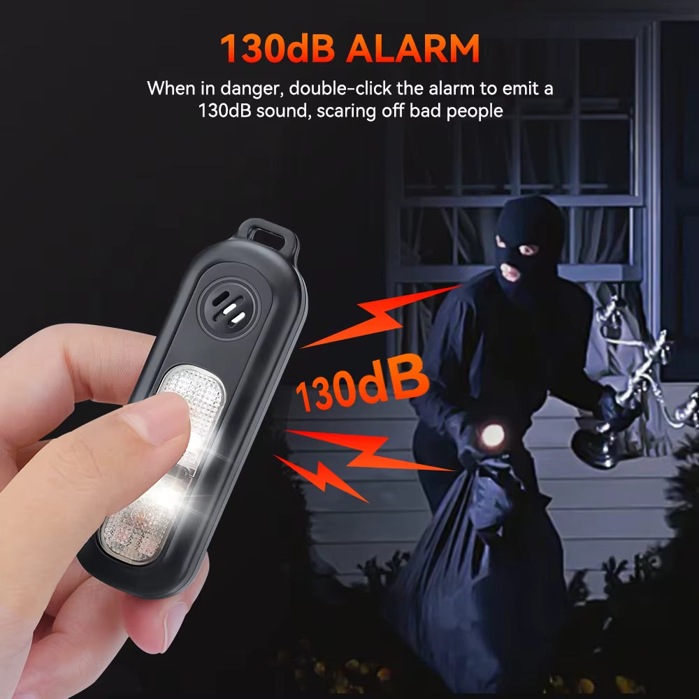 Self Defense Alarm for Woman 130Db Personal Safety Alarm with LED Light Recharge Emergency Anti-Attack for Older / Child